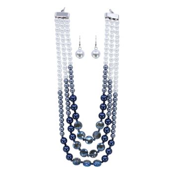 Glass Pearl & Glass Bead Necklace & Pierced Drop Earring Set (£3.30 Each)