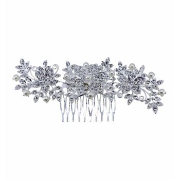 Diamante & Pearl Flower Comb (£2.95 Each)