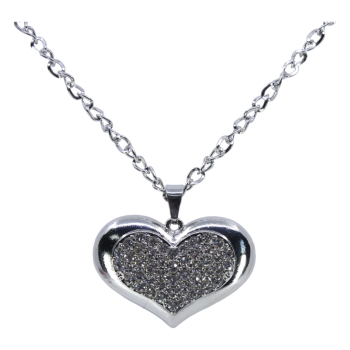Gold or Rhodium colour plated love heart design pendant with genuine Clear crystal stones.