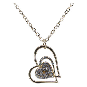 Gold or Rhodium colour plated love heart design pendant with genuine Clear crystal stones.