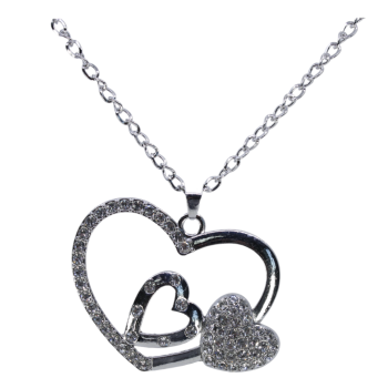 Gold or Rhodium colour plated love heart design pendant with genuine Clear crystal stones.
