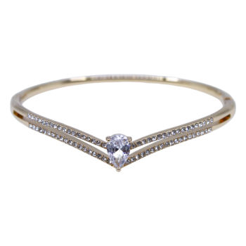 Gold or Rhodium colour plated bangle with genuine Clear crystal stones.
