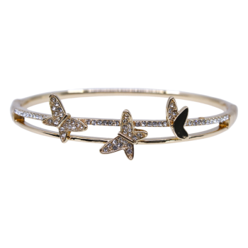 Gold or Rhodium colour plated butterfly design bangle with genuine Clear crystal stones.
