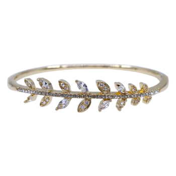Gold or Rhodium colour plated branch design bangle with genuine Clear crystal stones.
