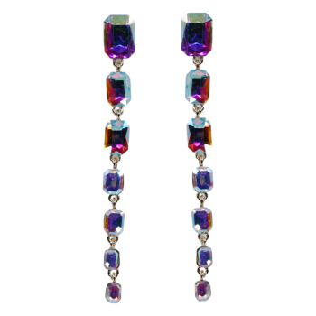 Gold or Rhodium colour plated pierced drop earrings with genuine crystal stones.
