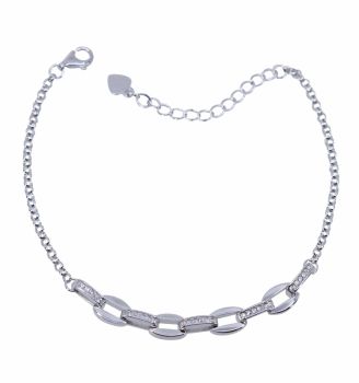 Rhodium plated sterling silver bracelet with Clear cubic zirconia stones.
