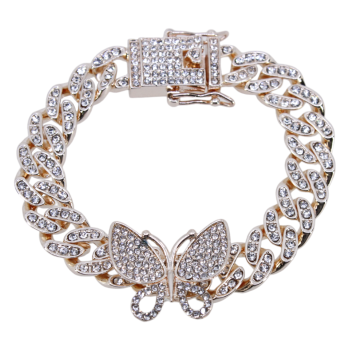 Rose Gold or Rhodium colour plated butterfly design bracelet with genuine Clear crystal stones.
