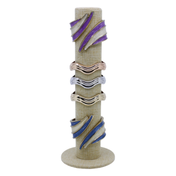 Linen feel fabric covered bangle display stand.
