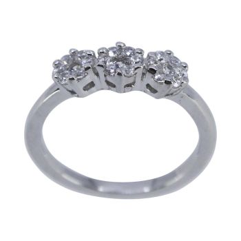 Rhodium plated sterling silver ring with Clear cubic zirconia stones.