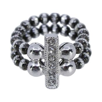 Ladies stretch sterling silver ball ring with cubic zirconia detail with rhodium and ruthenium finish.
***Reduced to clear was £13.95 now only £9.95 each***
