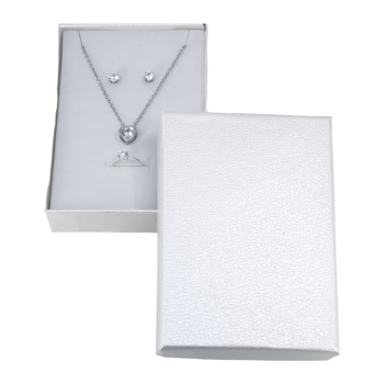 Navy leatherette card pendant/universal box with a White velvet covered foam insert.

