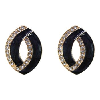 Gold colour plated clip-on stud earrings with genuine Clear crystal stones and coloured enamelling.
