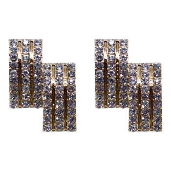 Gold or Rhodium colour plated clip-on stud earrings with Clear crystal stones.
