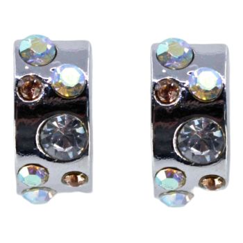 Rhodium colour plated clip-on stud earrings with genuine crystal stones.
