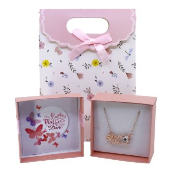 Boxed mothers day Best Mum necklace with a genuine Clear crystal stone.
