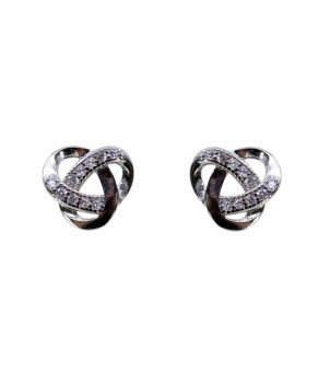 Rhodium plated sterling silver stud earrings with Clear cubic zirconia stones.
