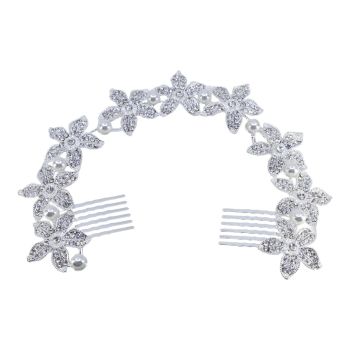 Diamante & Pearl Flower Comb Headdress