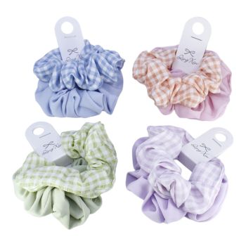 Gingham and plain scrunchies sets.
