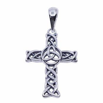 Oxidised sterling Silver Celtic cross pendant.
