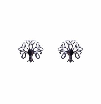 Rhodium plated sterling Silver Celtic tree of life design stud earrings.
