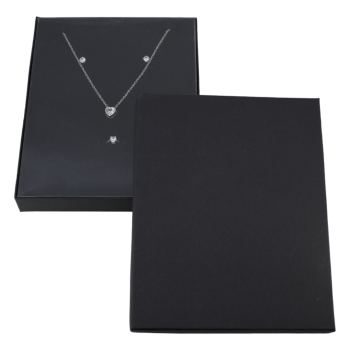 Black, card universal box with a Black flock coated inner foam and a clear acetate protective cover.
