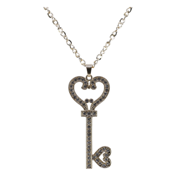 Gold or Rhodium colour plated key design pendant with genuine Clear crystal stones.
