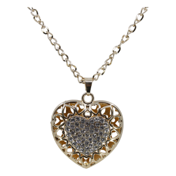 Gold or Rhodium colour plated love heart design pendant with genuine Clear crystal stones.
