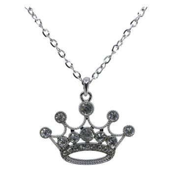 Gold or Rhodium colour plated crown design pendant with genuine Clear crystal stones.
