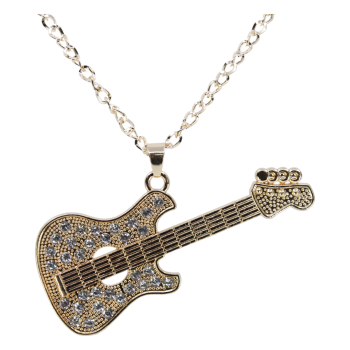 Gold or Rhodium colour plated guitar design pendant with genuine Clear crystal stones.
