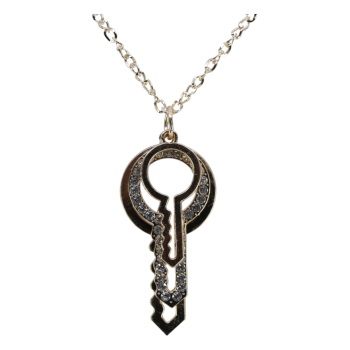 Gold or Rhodium colour plated keys design pendant with genuine Clear crystal stones.
