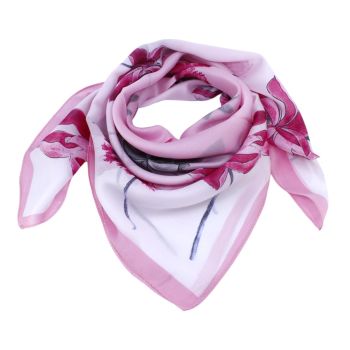 Ladies satin feel floral design square scarves.
