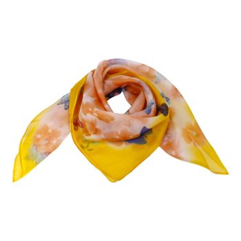 Ladies butterfly and flower print satin feel chiffon square scarves.
