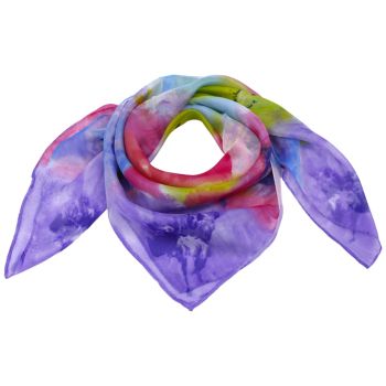 Ladies floral print satin feel chiffon square scarves in assorted multicolours.
.