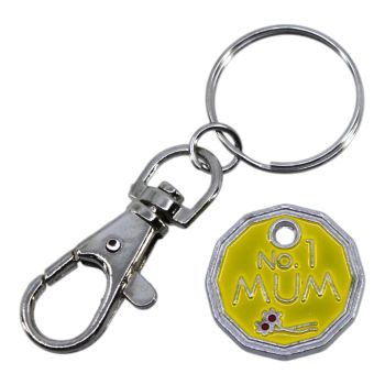 Enamelled No1 Mum Trolley Coin Keyrings