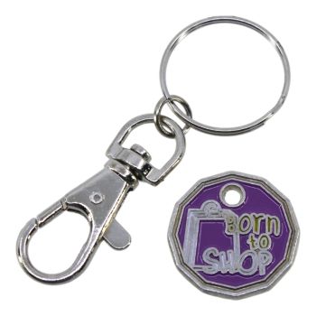 Enamelled Born To Shop Trolley Coin Keyrings