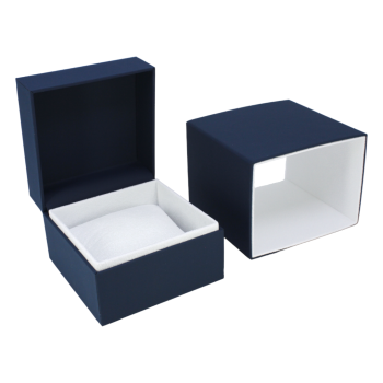 Couture Navy soft touch watch box with a White suede interior.
bangle box bracelet box
