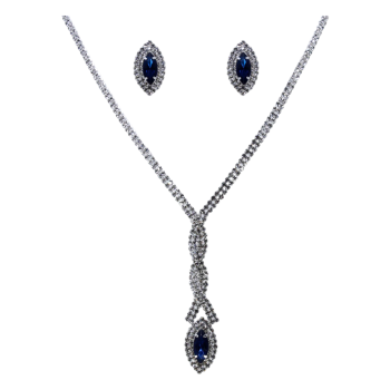 Rhodium colour plated necklace and pierced stud earring set with genuine Clear crystal stones.
