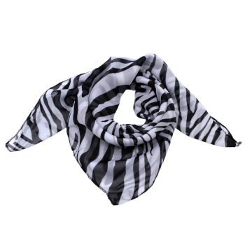 Ladies chiffon zebra print square scarves.
