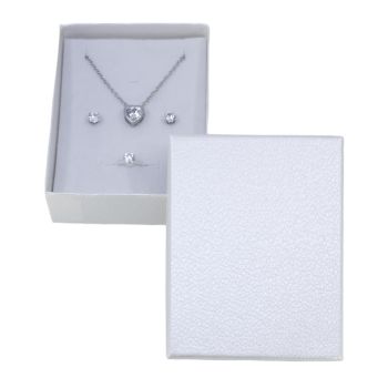 White card pendant/universal box with a White velvet covered foam insert.
