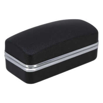 Luxury Black rubbery anthracite cufflinks box with a Black velvet and Black satin interior.

