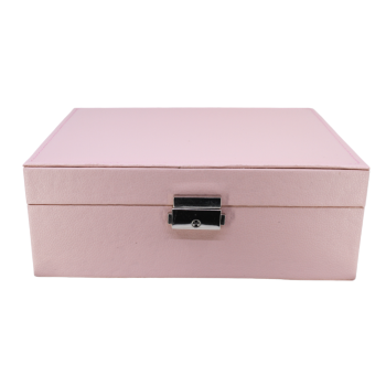 Leatherette portable jewellery box with a baby Pink suedette interior.
