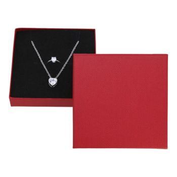 Red card slim line pendant universal box with a white foam covered black velvet inlay.
