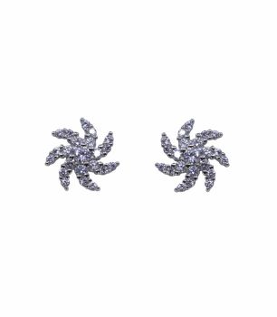 Rhodium plated sterling Silver earrings with Clear cubic zirconia stones.
