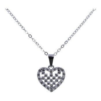 Rhodium or Gold colour plated heart design pendant with genuine Clear crystal stones.
