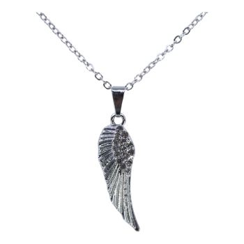 Rhodium colour plated wing design pendant with genuine Clear crystal stones.
