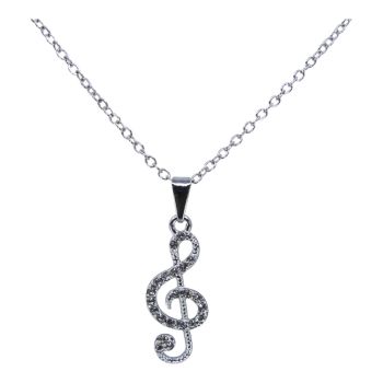 Rhodium colour plated musical note design pendant with genuine Clear crystal stones.
