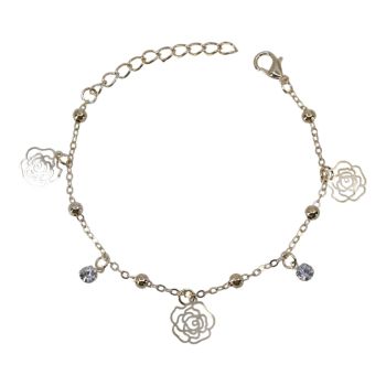Diamante & Flower Charm Bracelet
