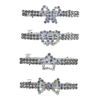 Rhodium colour plated french clips with genuine Clear and AB crystal Stones.
