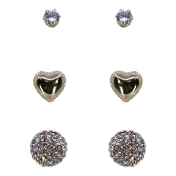 Gold colour plaited, pierced stud earring set with genuine Clear crystal stones.
