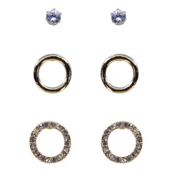 Diamante Pierced Stud Earring Set